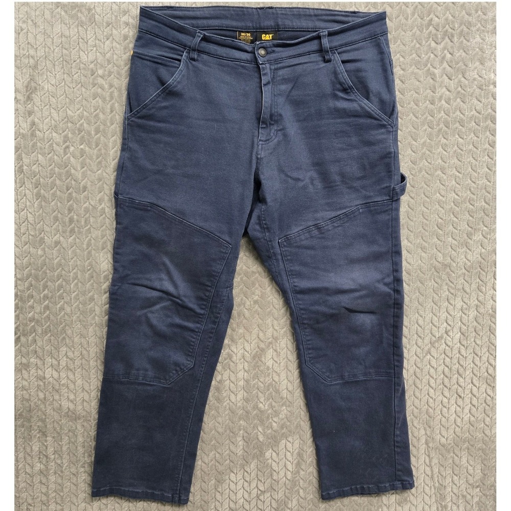 CAT Caterpillar Mens Workwear Utility Carpenter Pants Blue 36x30 Double Knee